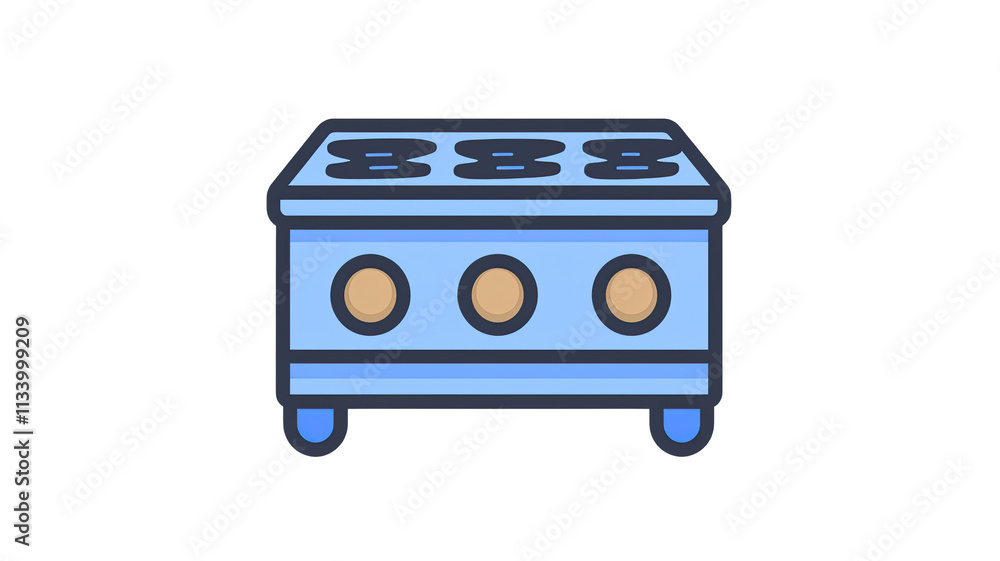 Fototapeta premium Cooking stove with blue design and three burners