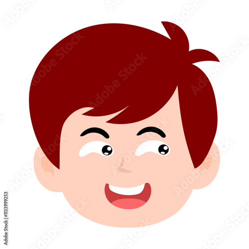 avatar kid boy different face emoticon with red hair cartoon