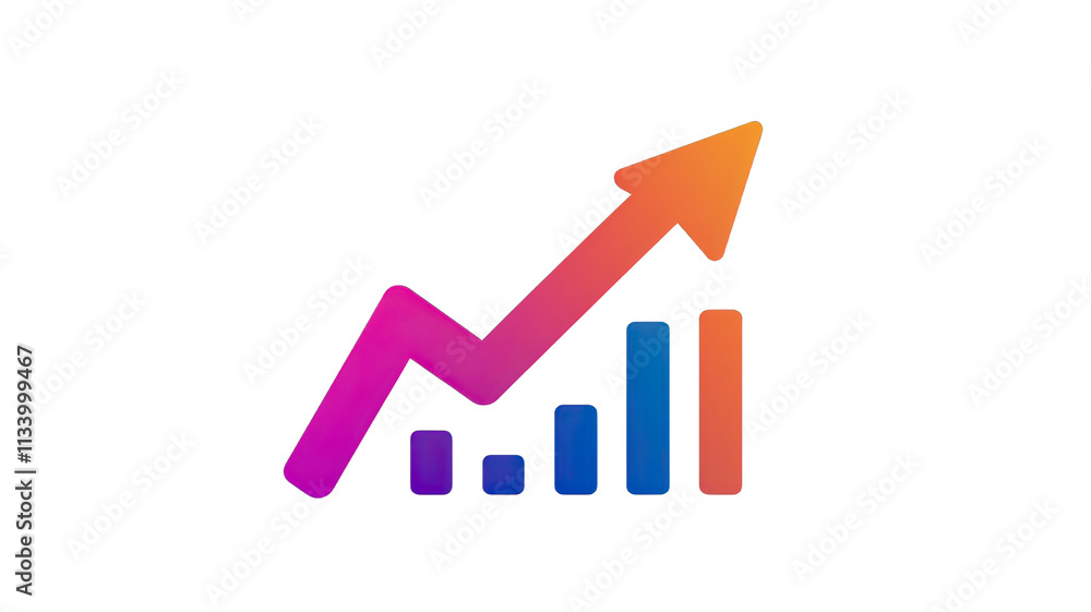 Growing graph with vibrant colors representing success Growing graph with vibrant colors representing success
