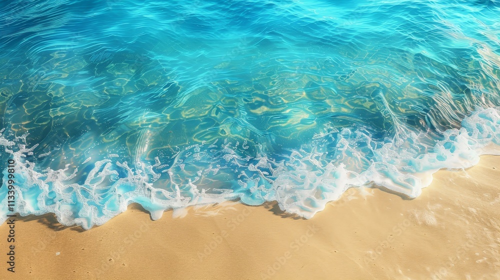 Beach Tranquility: A Close-Up of Waves on Sandy Shore Beach Tranquility: A Close-Up of Waves on Sandy Shore