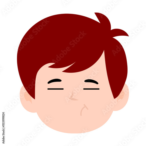 avatar kid boy different face emoticon with red hair cartoon