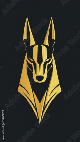 Majestic Anubis: Golden Egyptian God of the Dead,  Ancient Mythology,  Symbolic Artwork