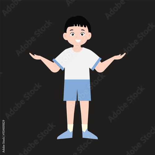 boy training with white and blue sports shirt. with many poses