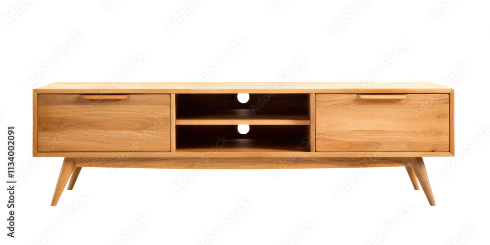 modern wood tv stand isolated on transparent white background, clipping path modern wood tv stand isolated on transparent white background, clipping path