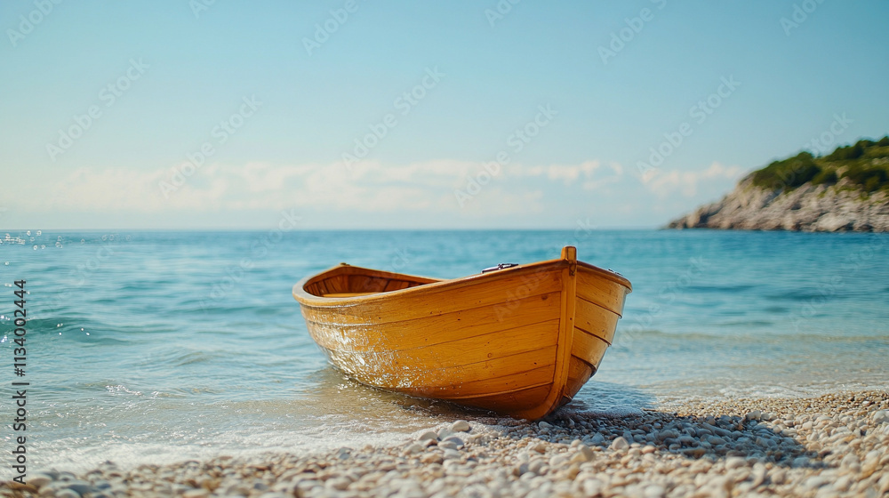 An old wooden boat rests gently on the sea near the shore, symbolizing tranquility, nostalgia, and a journey. The blurred background creates a sense of calm and contemplation, evoking memories of adve An old wooden boat rests gently on the sea near the shore, symbolizing tranquility, nostalgia, and a journey. The blurred background creates a sense of calm and contemplation, evoking memories of adve