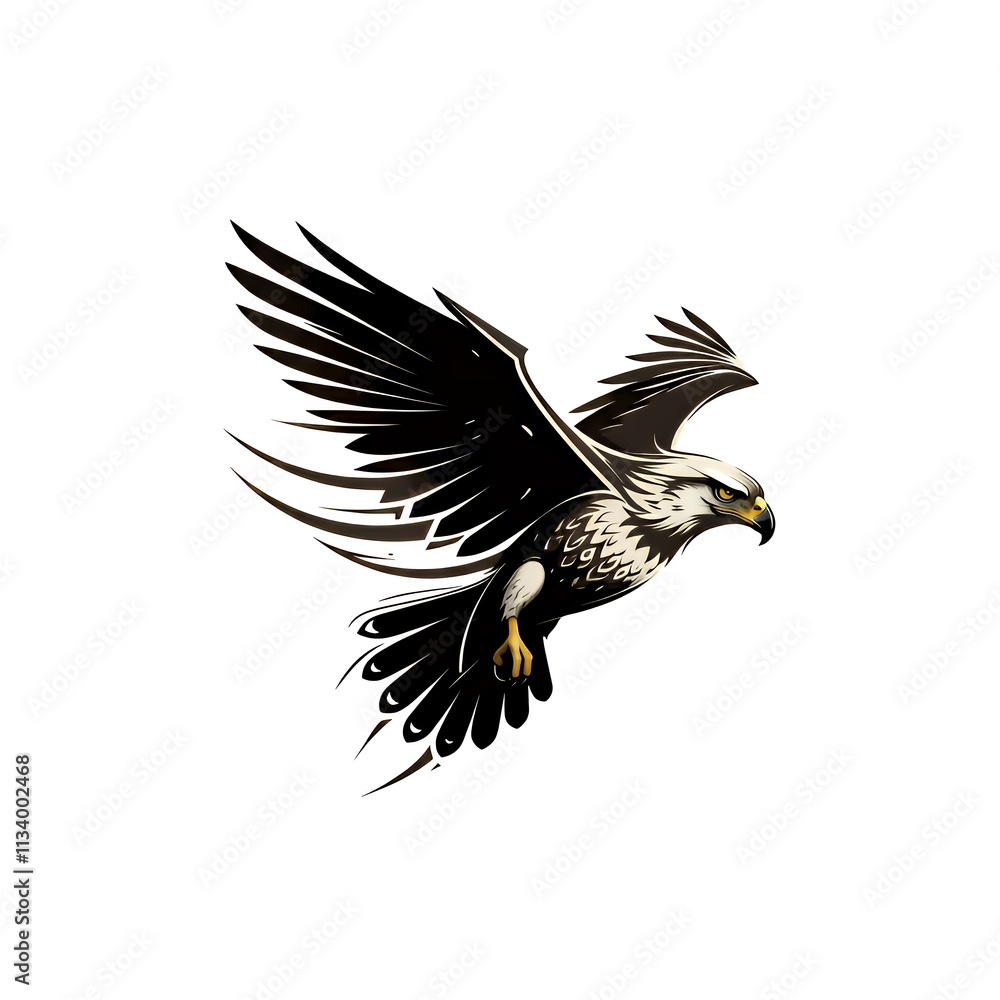 Obraz premium An abstract hawk design, styled to resemble an arrow in flight. Featuring sharp angles and smooth curves on a white background for a sleek aesthetic. 