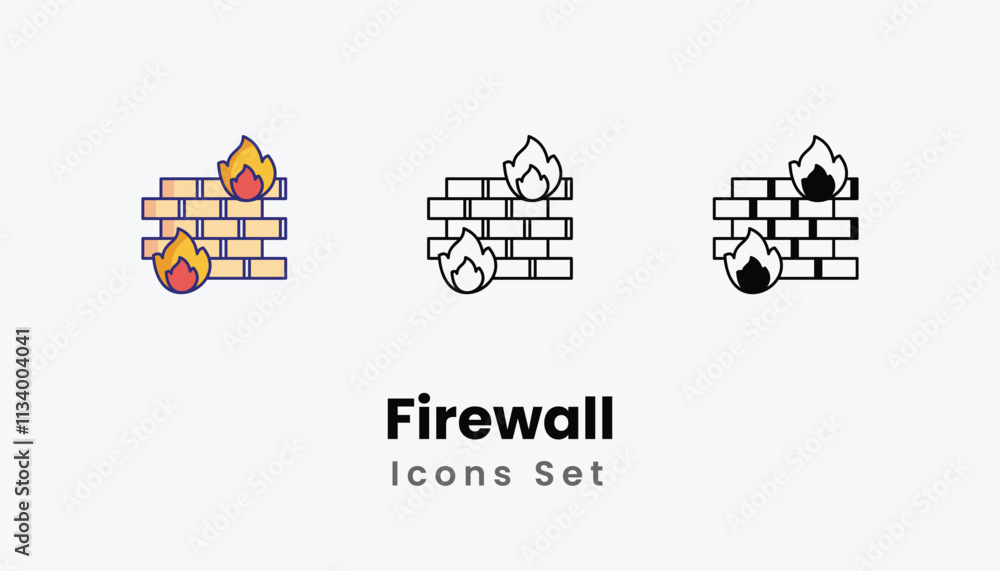 Firewall Icons thin line and glyph vector icon stock illustration Firewall Icons thin line and glyph vector icon stock illustration