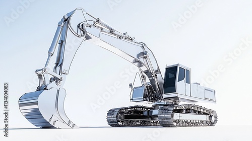 Minimalist Cybernetic Excavator Polished Titanium Alloy Constructivist Inspired Industrial Art photo