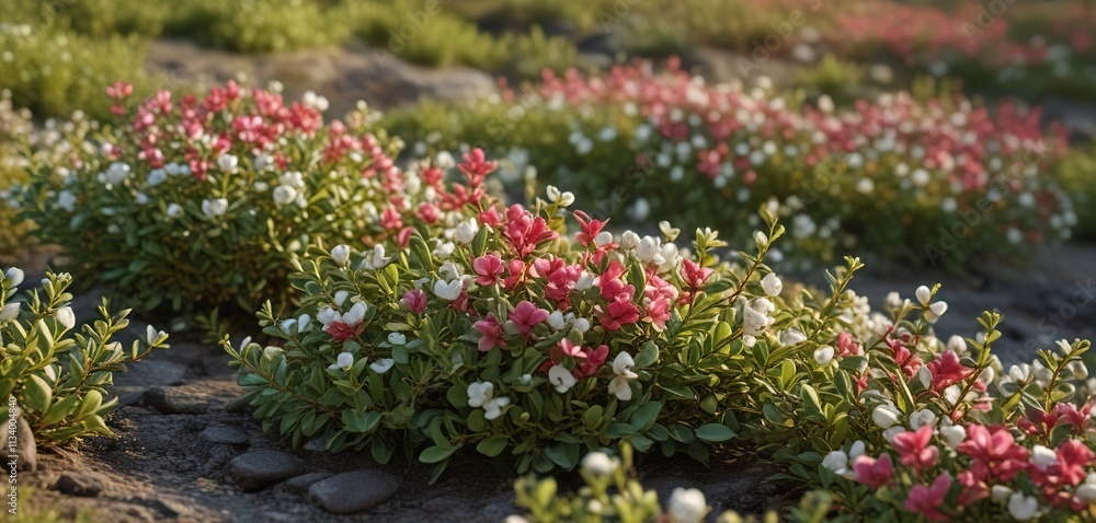 Bearberry plants with flowers Arctostaphylos uva ursi in a field, plant, flora, wildflower Bearberry plants with flowers Arctostaphylos uva ursi in a field, plant, flora, wildflower