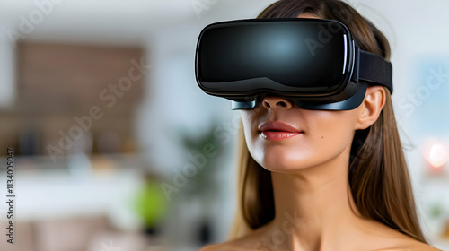 Virtual Property Tours Immersive Real Estate Experience, person using a virtual reality headset to explore a property, photo