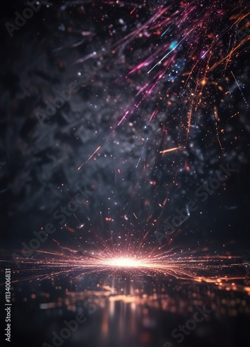 Wallpaper Mural Light particles dancing in a dark abstract background with sparkles, sparkle, light, luminous Torontodigital.ca