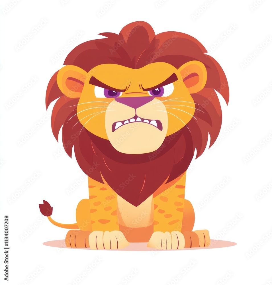 Angry cartoon lion sitting. Angry cartoon lion sitting.