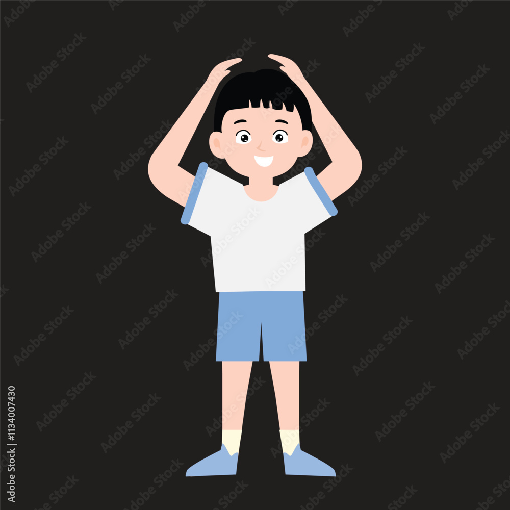 boy training with white and blue sports shirt. with many poses boy training with white and blue sports shirt. with many poses