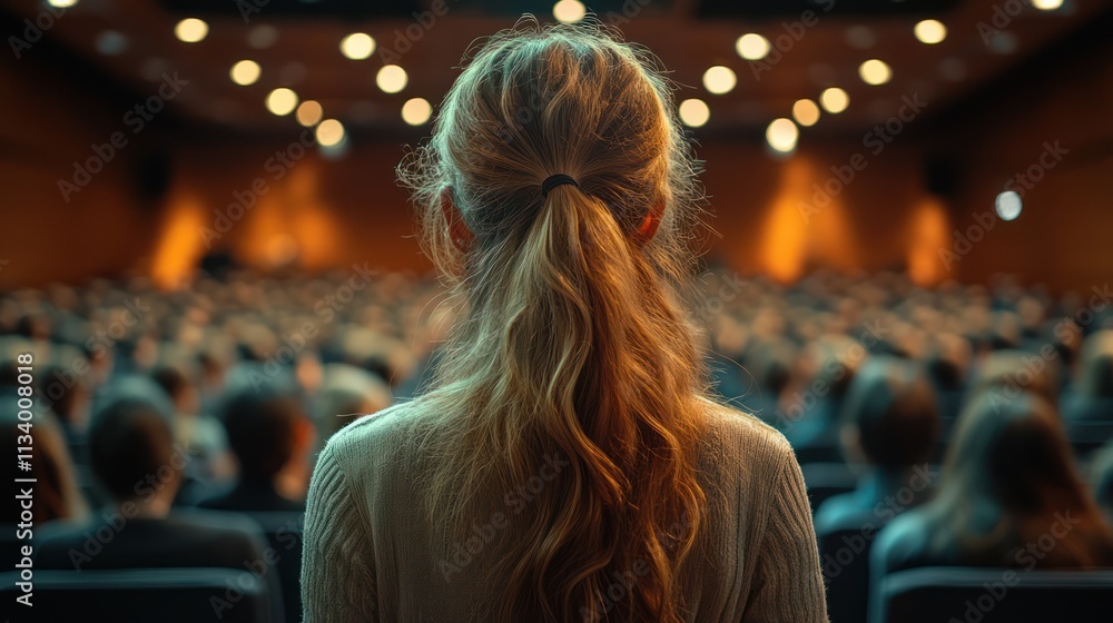 Woman at a Conference, Audience in Focus