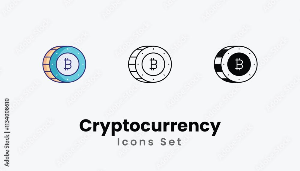 Cryptocurrency Icons thin line and glyph vector icon stock illustration Cryptocurrency Icons thin line and glyph vector icon stock illustration