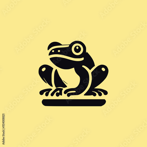 black frog basic logo inspiration, frog logo design template, flat frog logo vector photo