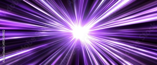 Abstract purple light rays burst from bright center.