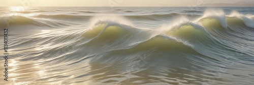 Abstract ocean waves with soft ripples on a cream background, pastel, peaceful, calm