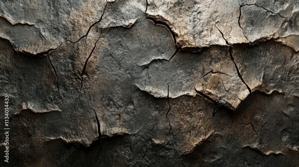 Close-up of Cracked and Weathered Dark Rock Surface Close-up of Cracked and Weathered Dark Rock Surface