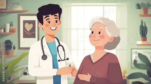 doctor caring for elderly patient at home