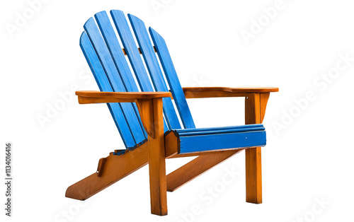 Relaxing Wooden Chair with Blue Cushion isolated on transparent Background