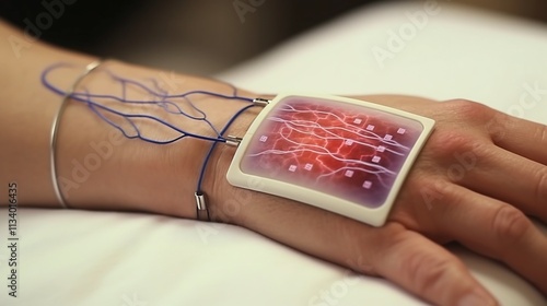 Close up Detailed View of Localized Dialysis Treatment Process on Patient s Arm Showcasing European and American Medical Clinic or Hospital Equipment and Technology in Ultra HD photo