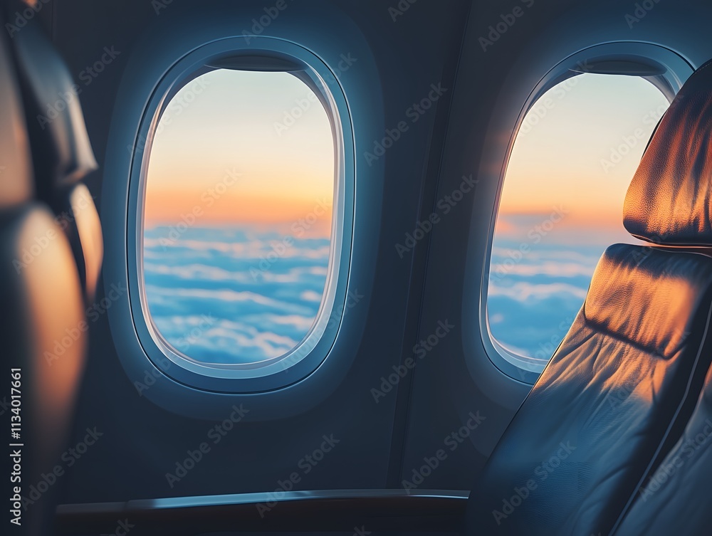 An airplane interior designed for a relaxing travel experience An airplane interior designed for a relaxing travel experience