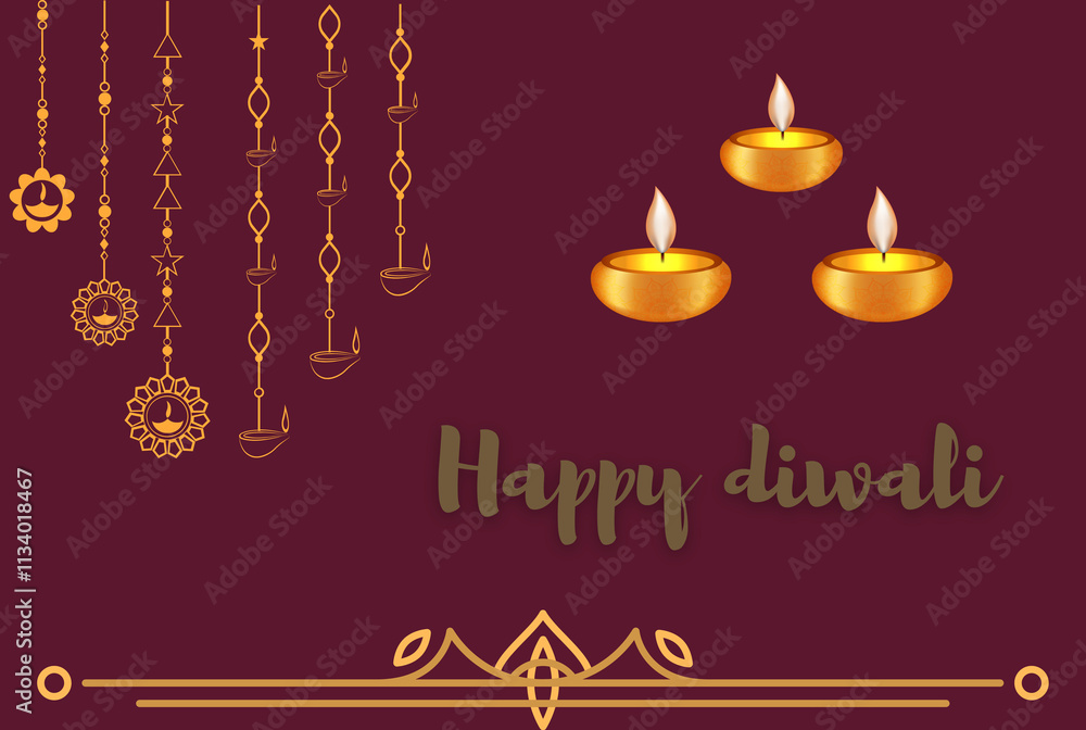 Naklejka premium happy diwali greeting card with candles