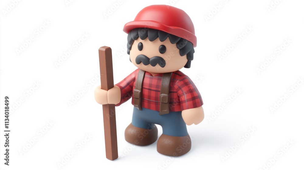 3D render of a cartoon lumberjack figurine. 3D render of a cartoon lumberjack figurine.