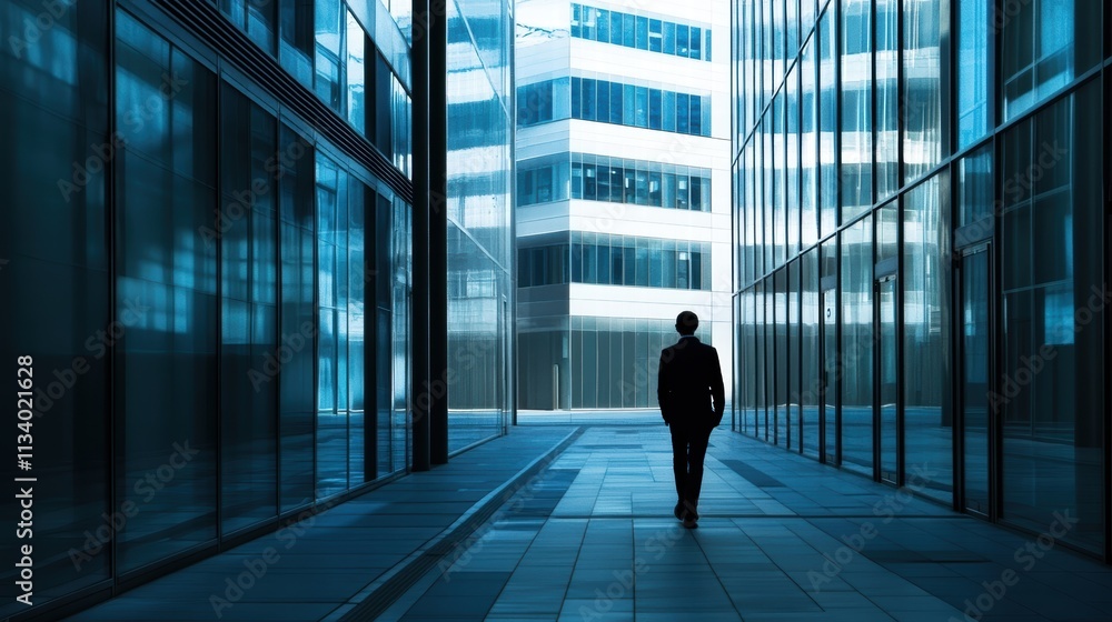 Fototapeta premium businessman walking between modern buildings