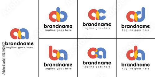 Letters aa ab ba ac ca ad da Playful Logo, represent a fun, energetic, and joy