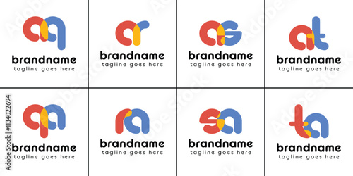 Letters aq qa ar ra as sa at ta Playful Logo, represent a fun, energetic, and joy