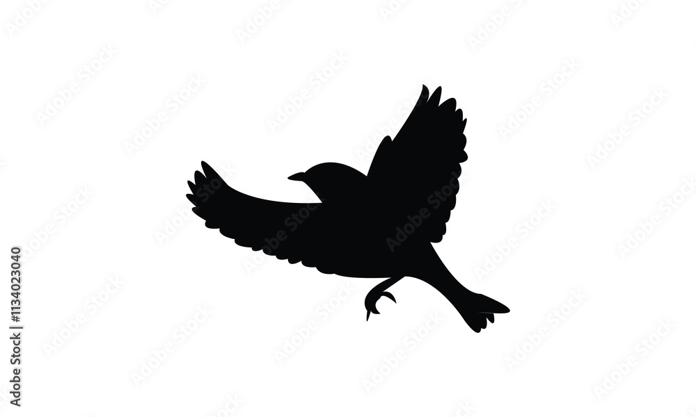 Flying Bush Warbler Bird Silhouette Design And Vector Illustration. Flying Bush Warbler Bird Silhouette Design And Vector Illustration.
