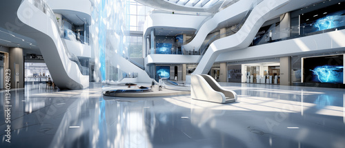 Futuristic Modern Office Lobby Architecture