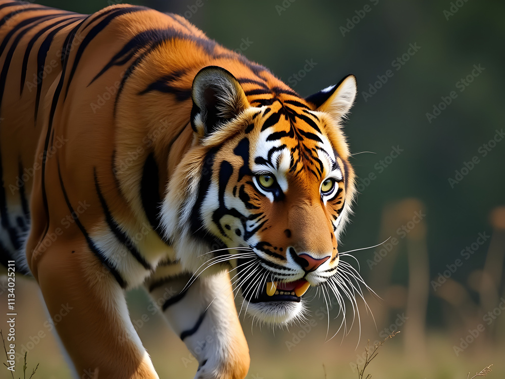 A tiger is stalking its prey A tiger is stalking its prey
