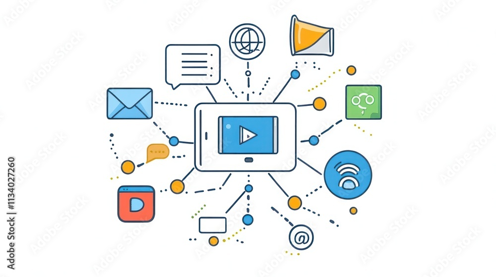 Video marketing strategy interconnected with multiple communication channels. Video marketing strategy interconnected with multiple communication channels.