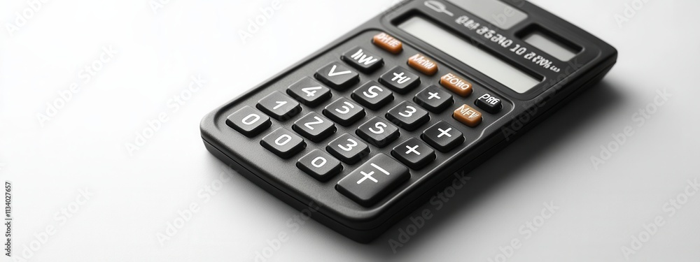 Calculating finances with a simple calculator home office product image minimalist setting close-up view budget management Calculating finances with a simple calculator home office product image minimalist setting close-up view budget management