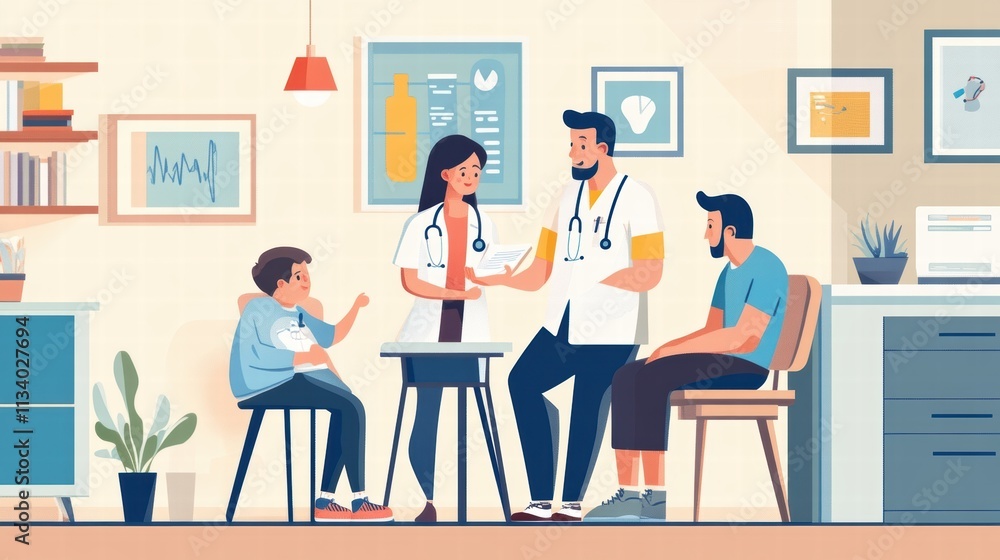 doctors consulting with patients in clinic doctors consulting with patients in clinic