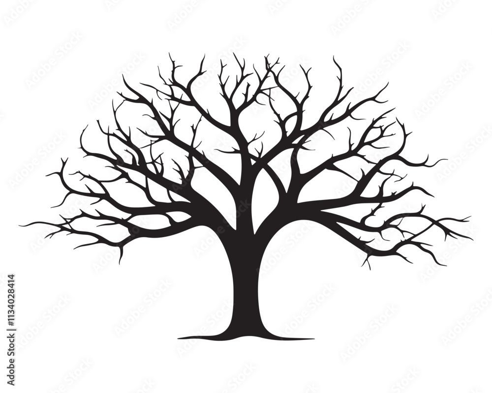 Fototapeta premium Tree without leaves vector silhouette illustration