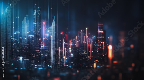 Wallpaper Mural Smart digital Innovation city with connection network reciprocity over the cityscape. of future smart wireless digital city and social media networking systems that connects people with in city Torontodigital.ca