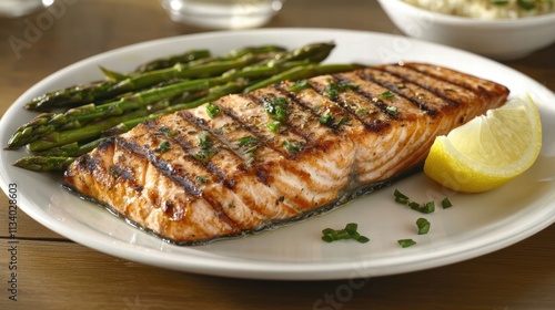 grilled salmon with asparagus and lemon