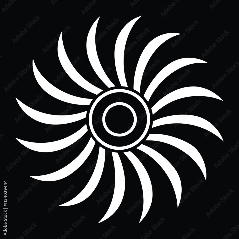 Industrial Turbine Blade for Water Pump Mechanical Engineering Vector