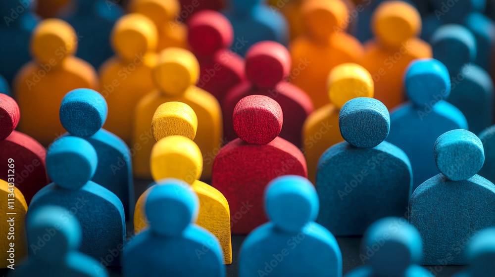 Crowd of colored human miniatures. People figures. Diversity, equity and inclusion concept. Crowd of colored human miniatures. People figures. Diversity, equity and inclusion concept.