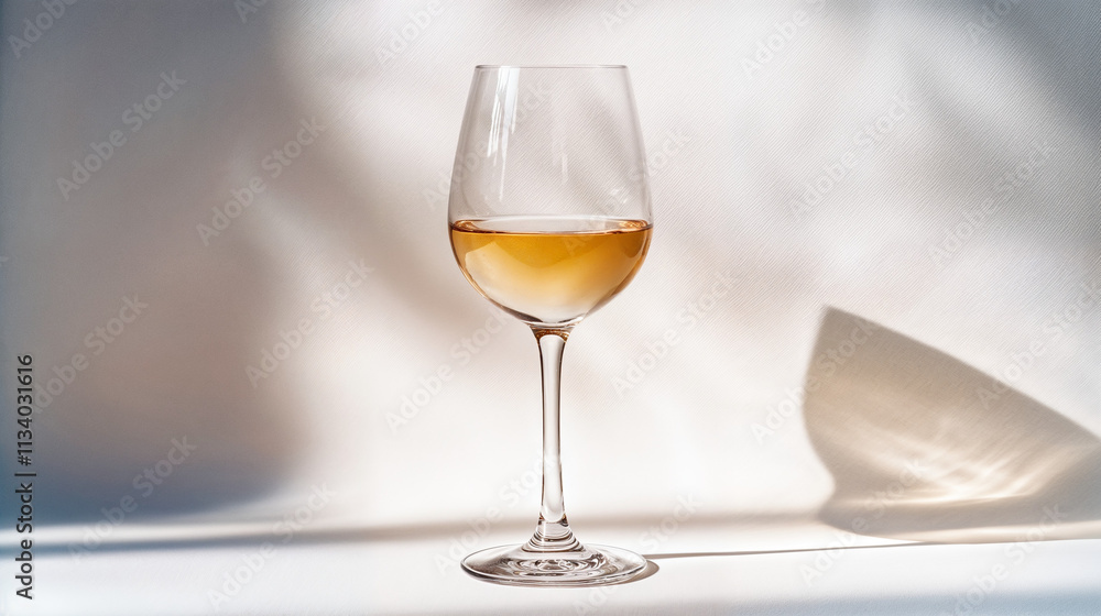 Elegant white wine glass casting soft shadows, perfect for refined banners or artistic website background headers Elegant white wine glass casting soft shadows, perfect for refined banners or artistic website background headers