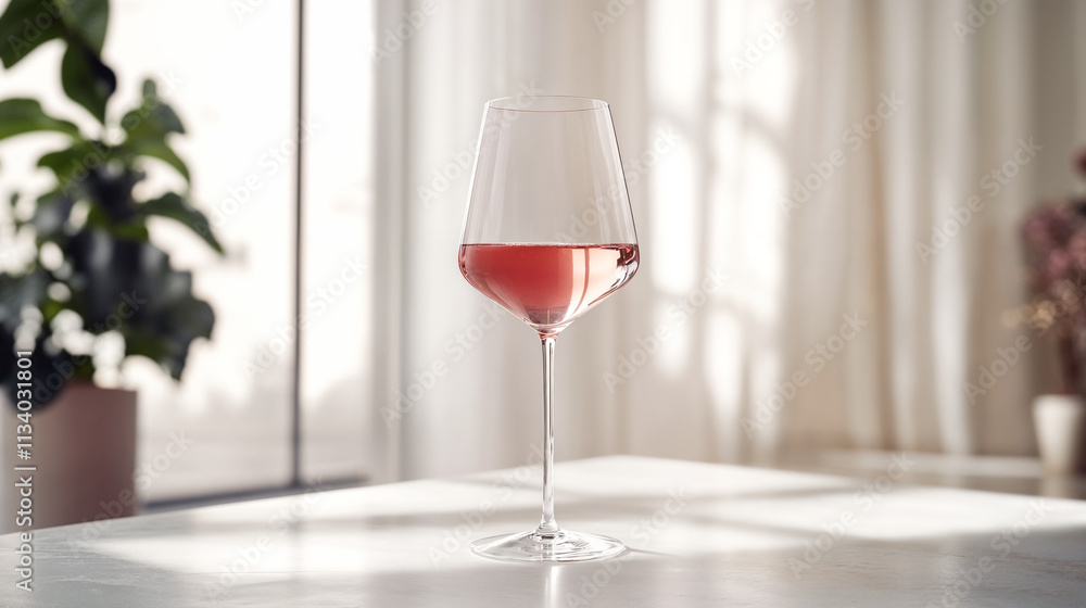 Rosé wine in a delicate glass with soft natural lighting, ideal for banners and headers with a sophisticated lifestyle theme Rosé wine in a delicate glass with soft natural lighting, ideal for banners and headers with a sophisticated lifestyle theme