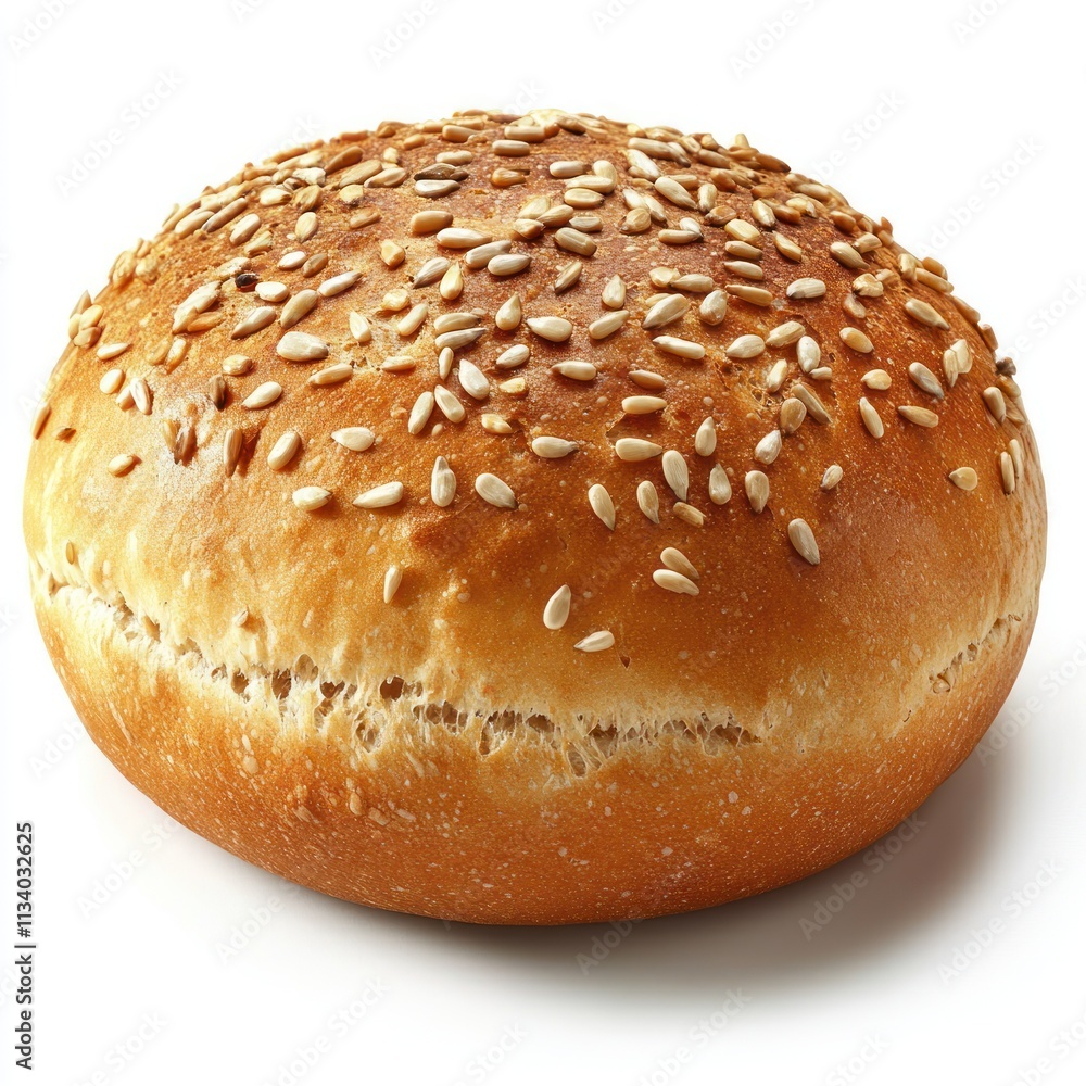 A golden-brown sesame seed bun, perfect for sandwiches or burgers.