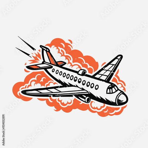 Accident, crash, plane logo or icon on a transparent background