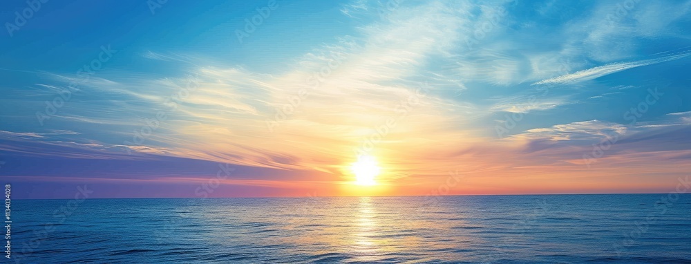 Obraz premium Tranquil Sunset Over the Ocean Horizon