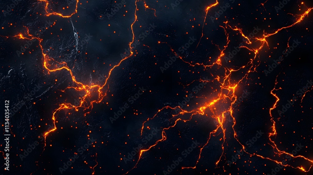 Molten Lava Flows Through Dark Volcanic Rock Molten Lava Flows Through Dark Volcanic Rock
