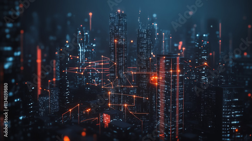 Wallpaper Mural Smart digital Innovation city with connection network reciprocity over the cityscape. of future smart wireless digital city and social media networking systems that connects people with in city Torontodigital.ca